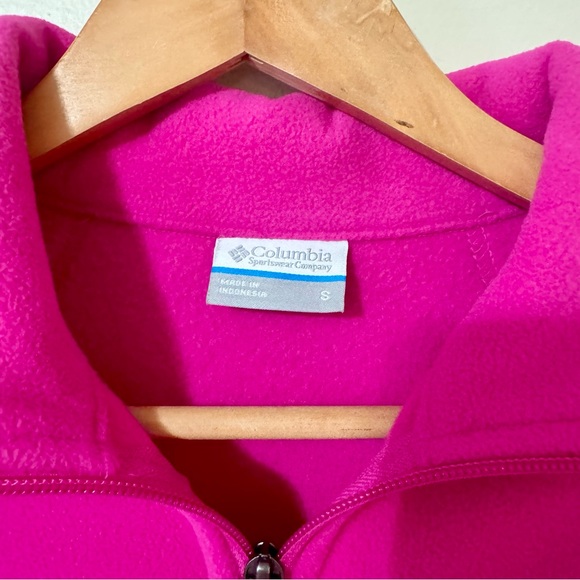 Columbia Fleece Zip Up Sweater Jacket Hot Pink Fuchsia Small - Picture 3 of 7